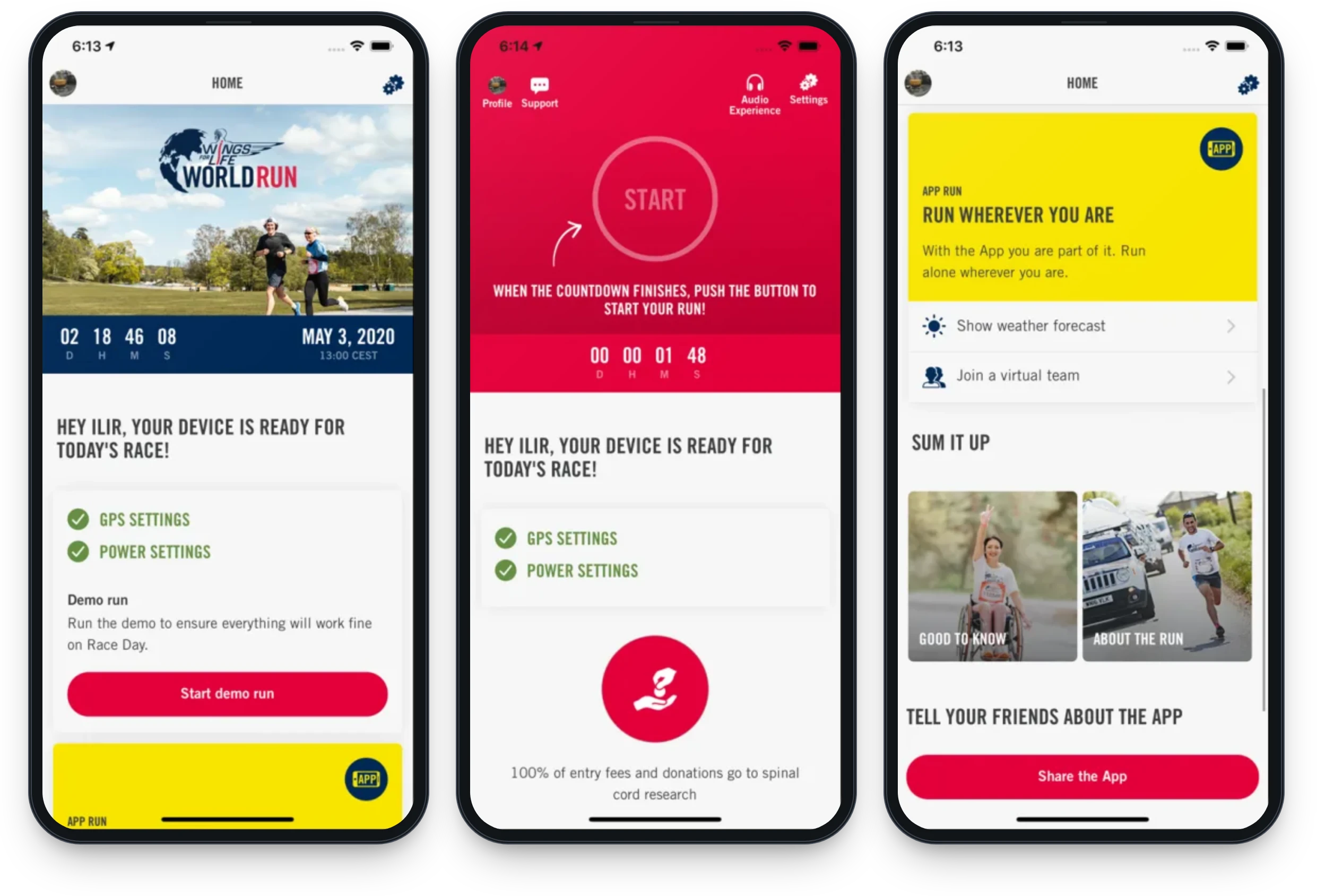 Wings for Life World Run App Übersicht
