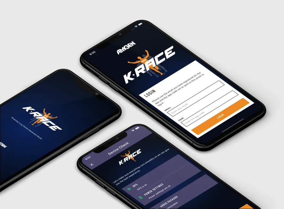 AMGEN K-RACE App Interface